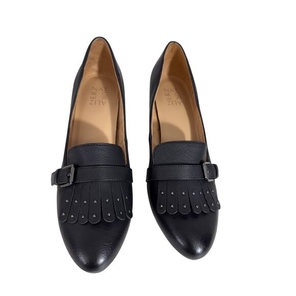 NEW!! "NATURALIZER" Womens SZ 9.5 Blk Fringe Buckle Chunky Heel Slip On Shoe - Picture 2 of 8